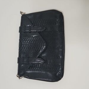 Mark Women's Black Vegan Snakeskin Shoulder Clutch Bag